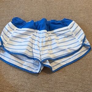 Lululemon Blue and White Striped Athletic Shorts